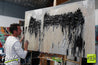 Creamy Grey 160cm x 100cm Grey Black Cream Textured Abstract Painting (SOLD)-Abstract-[Franko Artist]-[Gold Coast]-[Brisbane]-[Huge]-Franklin Art Studio