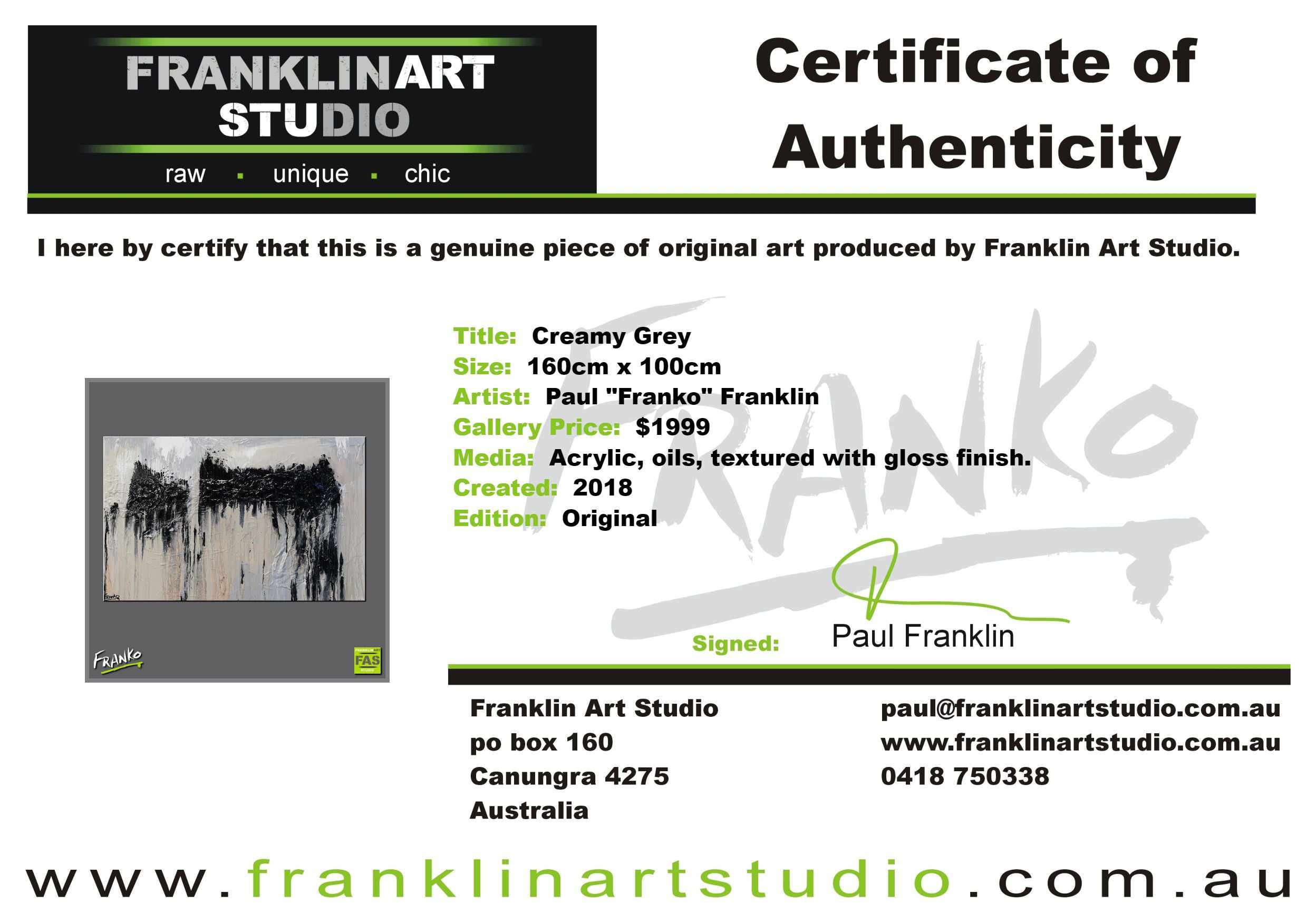 Creamy Grey 160cm x 100cm Grey Black Cream Textured Abstract Painting (SOLD)-Abstract-Franko-[franko_art]-[beautiful_Art]-[The_Block]-Franklin Art Studio