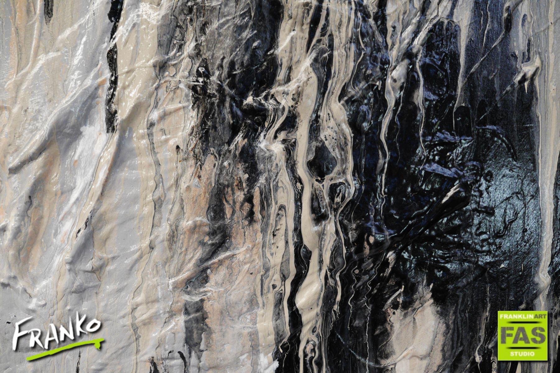 Creamy Grey 160cm x 100cm Grey Black Cream Textured Abstract Painting (SOLD)