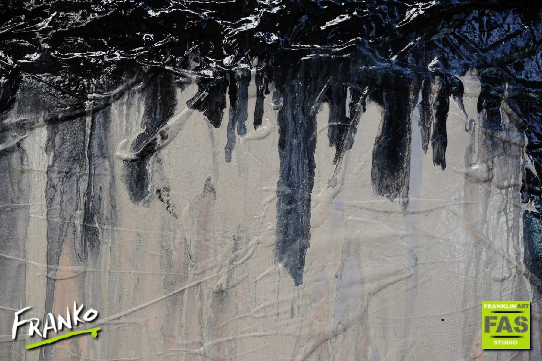 Creamy Grey 160cm x 100cm Grey Black Cream Textured Abstract Painting (SOLD)