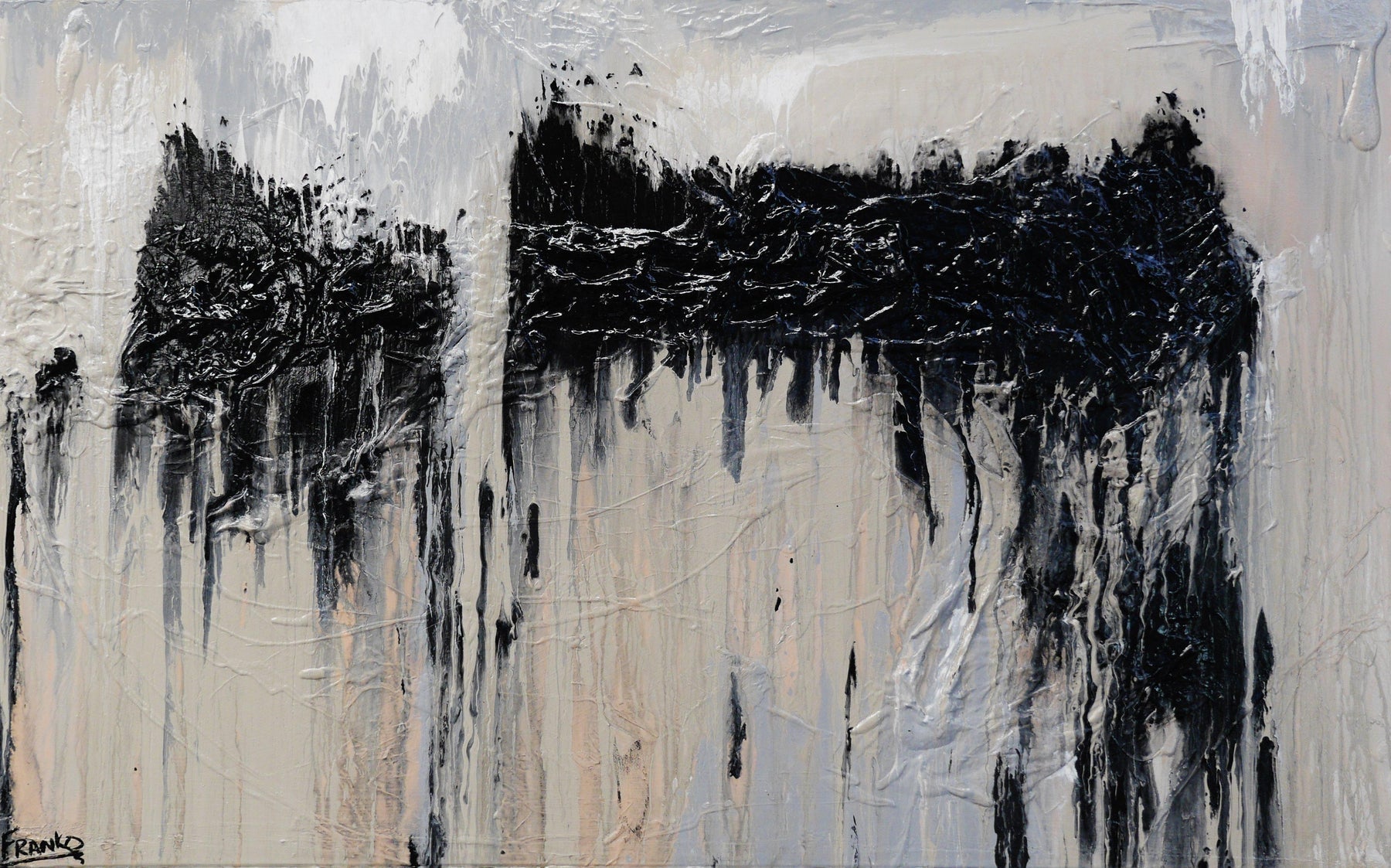 Creamy Grey 160cm x 100cm Grey Black Cream Textured Abstract Painting (SOLD)-Abstract-[Franko ]-[Gallery]-[popular]-[Australia]-Franklin Art Studio