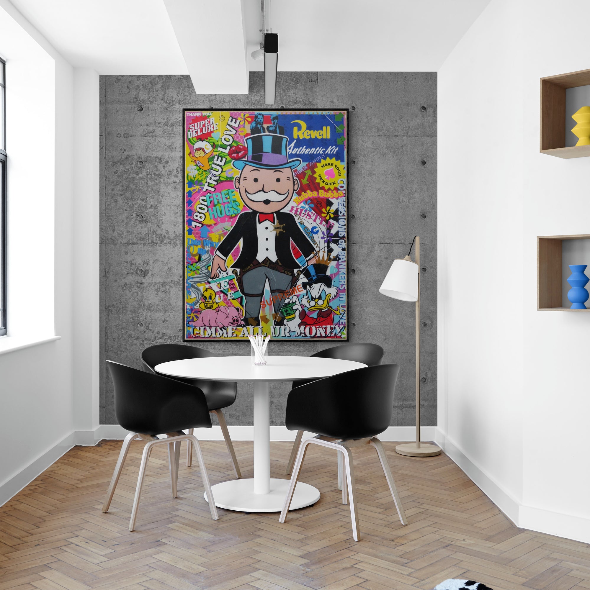The Banker 140cm x 100cm Monopoly Man Textured Urban Pop Art Painting (SOLD)-Urban Pop Art-[Franko Artist]-[Gold Coast]-[Brisbane]-[Huge]-Franklin Art Studio