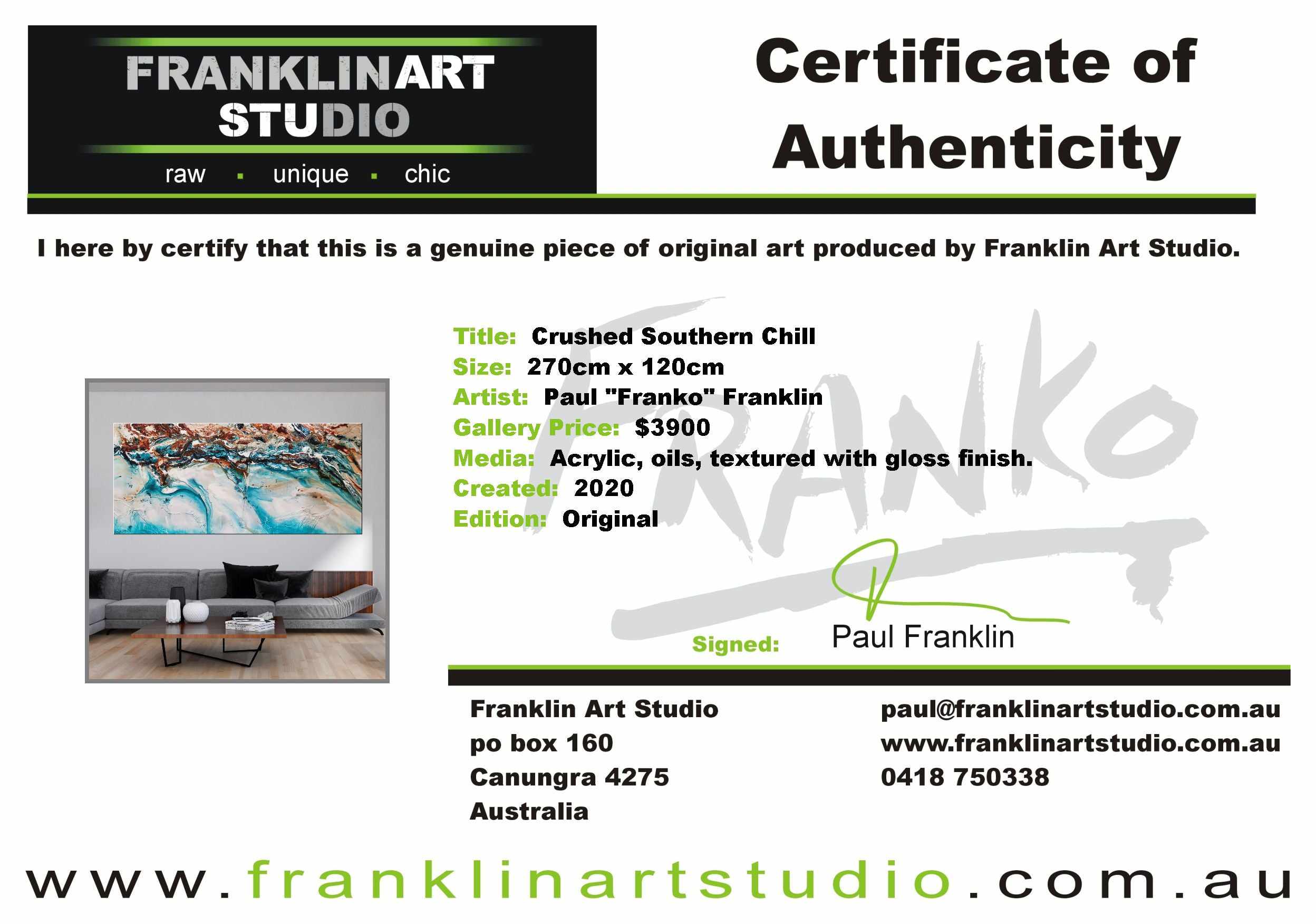 Crushed Southern Chill 270cm x 120cm Turquoise Cream Textured Abstract Painting (SOLD)-Abstract-[Franko]-[Artist]-[Australia]-[Painting]-Franklin Art Studio