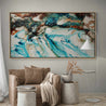 Crushed Southern Coast 190cm x 100cm Teal White Textured Abstract Painting (SOLD)-Abstract-Franko-[Franko]-[huge_art]-[Australia]-Franklin Art Studio