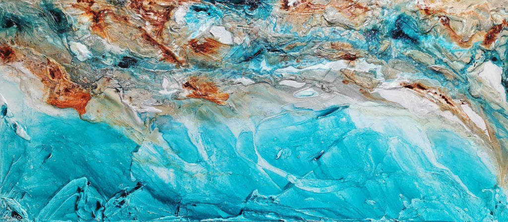Crushed Southern Ice 270cm x 120cm Turquoise Cream Textured Abstract Painting (SOLD)-Abstract-Franko-[Franko]-[Australia_Art]-[Art_Lovers_Australia]-Franklin Art Studio