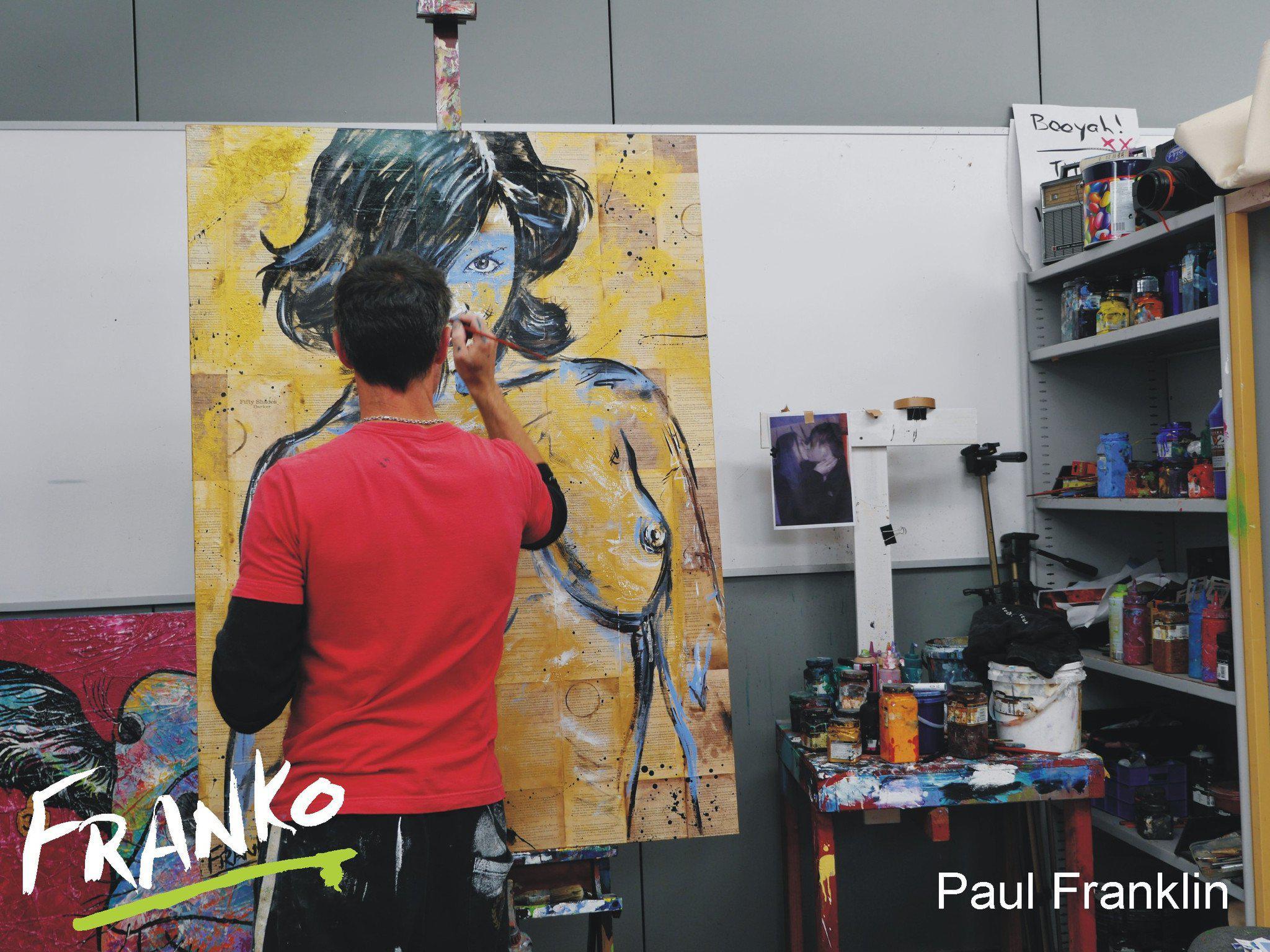 Dark And Darker 140cm x 100cm Book Club Series Gold Blue Nude (SOLD)-book club-[Franko Artist]-[Gold Coast]-[Brisbane]-[Huge]-Franklin Art Studio