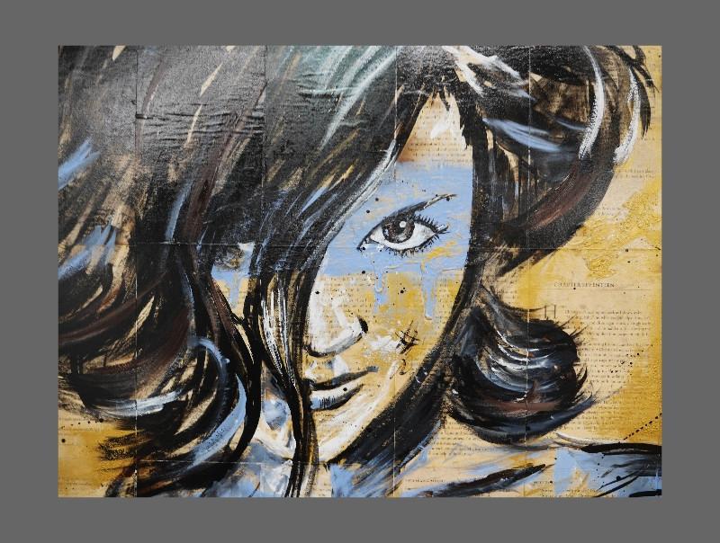 Dark And Darker 140cm x 100cm Book Club Series Gold Blue Nude (SOLD)