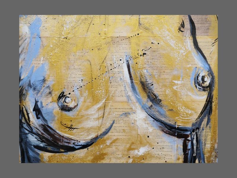Dark And Darker 140cm x 100cm Book Club Series Gold Blue Nude (SOLD)
