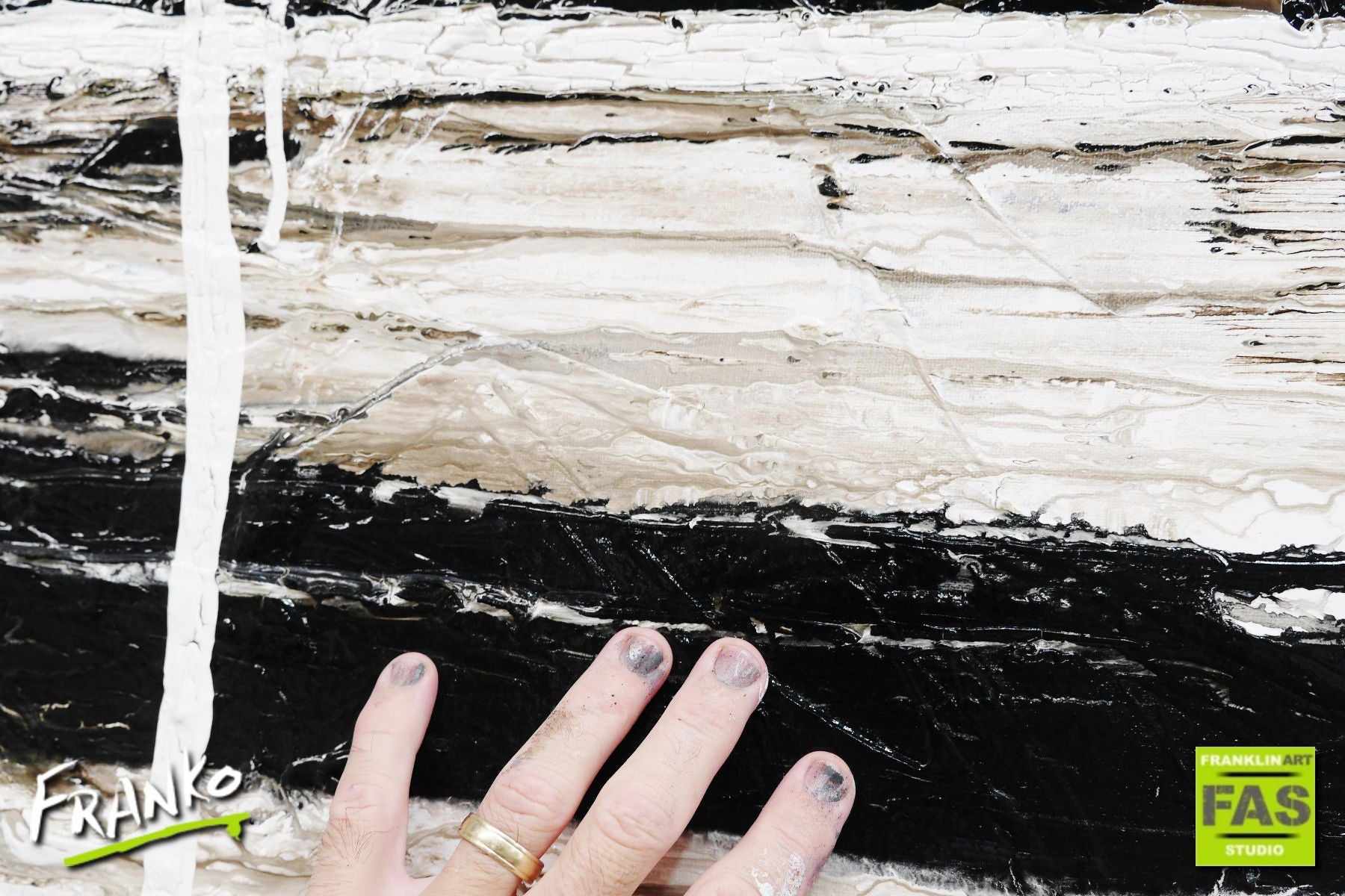 Decayed Beautish 200cm x 80cm Huge White Black Abstract Painting (SOLD)