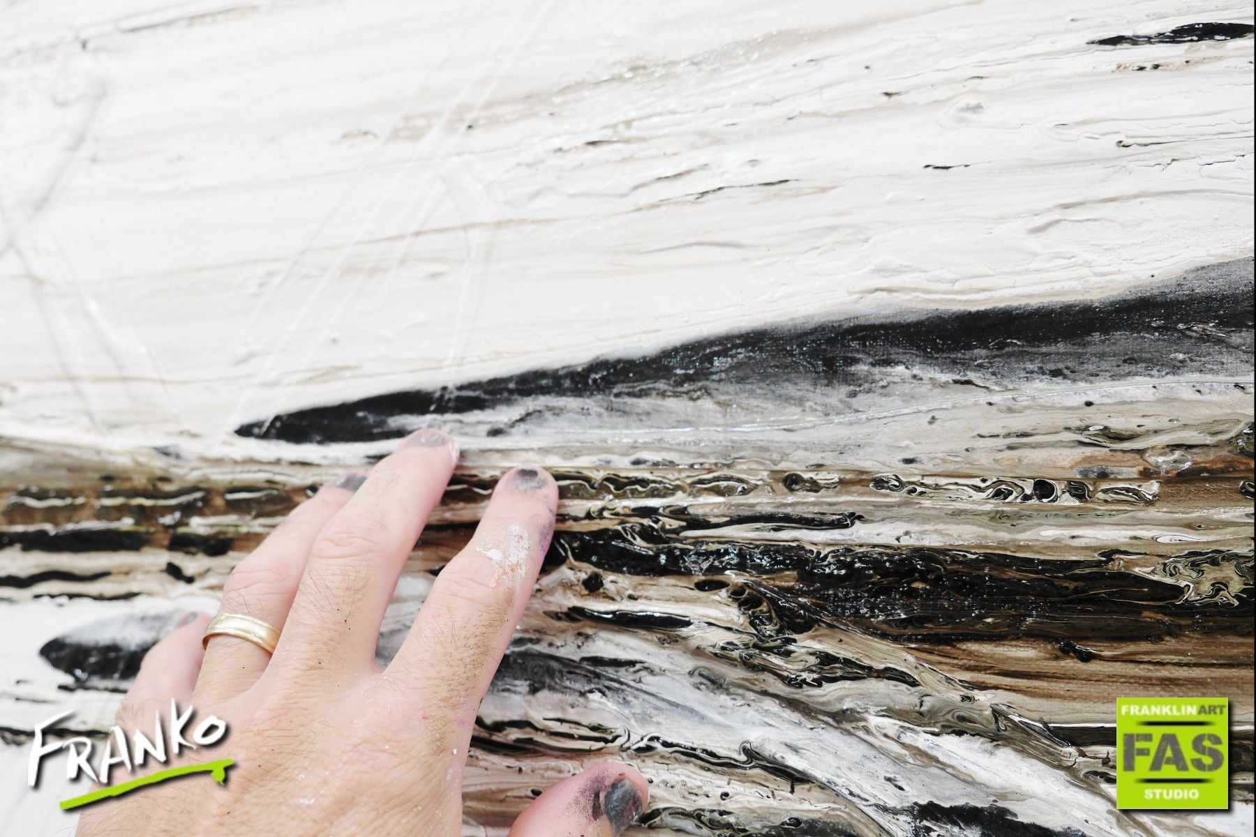 Decayed Beautish 200cm x 80cm Huge White Black Abstract Painting (SOLD)-Abstract-[Franko]-[Artist]-[Australia]-[Painting]-Franklin Art Studio