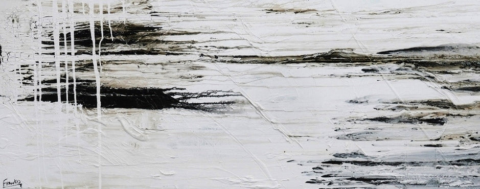 Decayed Beautish 200cm x 80cm Huge White Black Abstract Painting (SOLD)-Abstract-[Franko ]-[Gallery]-[popular]-[Australia]-Franklin Art Studio
