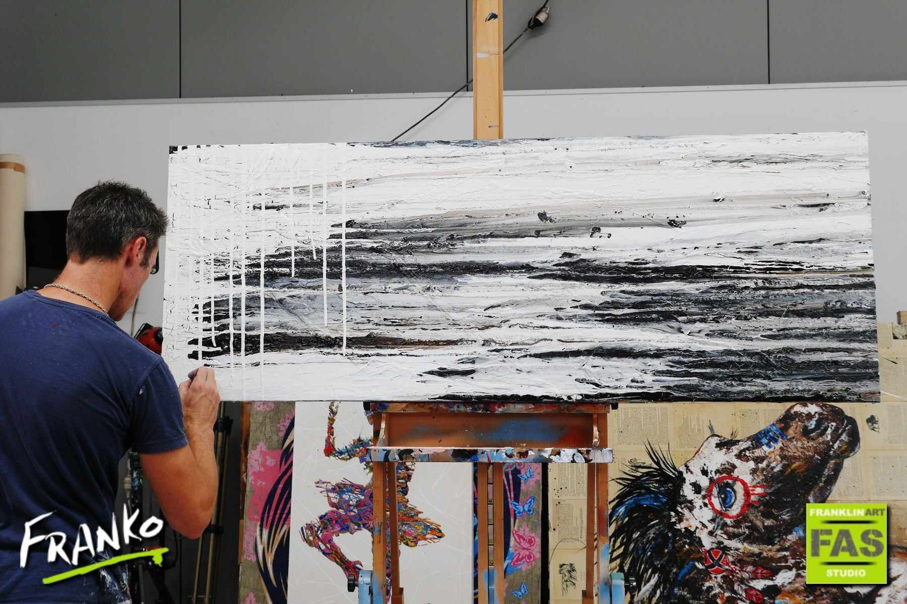 Decayed Jazz 160cm x 60cm White Black Abstract Painting (SOLD)-Abstract-Franko-[franko_artist]-[Art]-[interior_design]-Franklin Art Studio