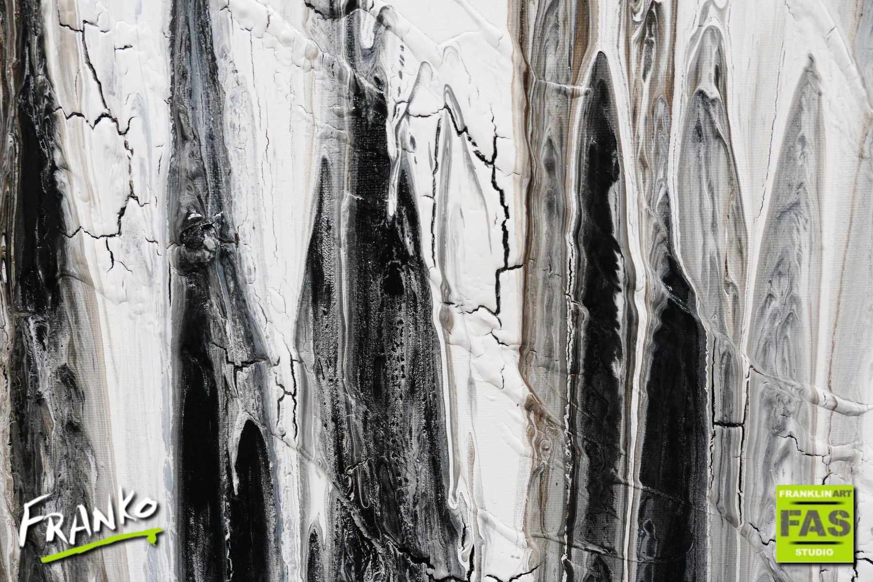 Decayed Moments 75cm x 100cm White Black Abstract Painting (SOLD)-Abstract-[Franko]-[Artist]-[Australia]-[Painting]-Franklin Art Studio