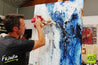 Deep Blue Umber 75cm x 100cm White Blue Abstract Painting (SOLD)-Abstract-[Franko]-[Australian]-[Popular]-[Best Selling]-Franklin Art Studio