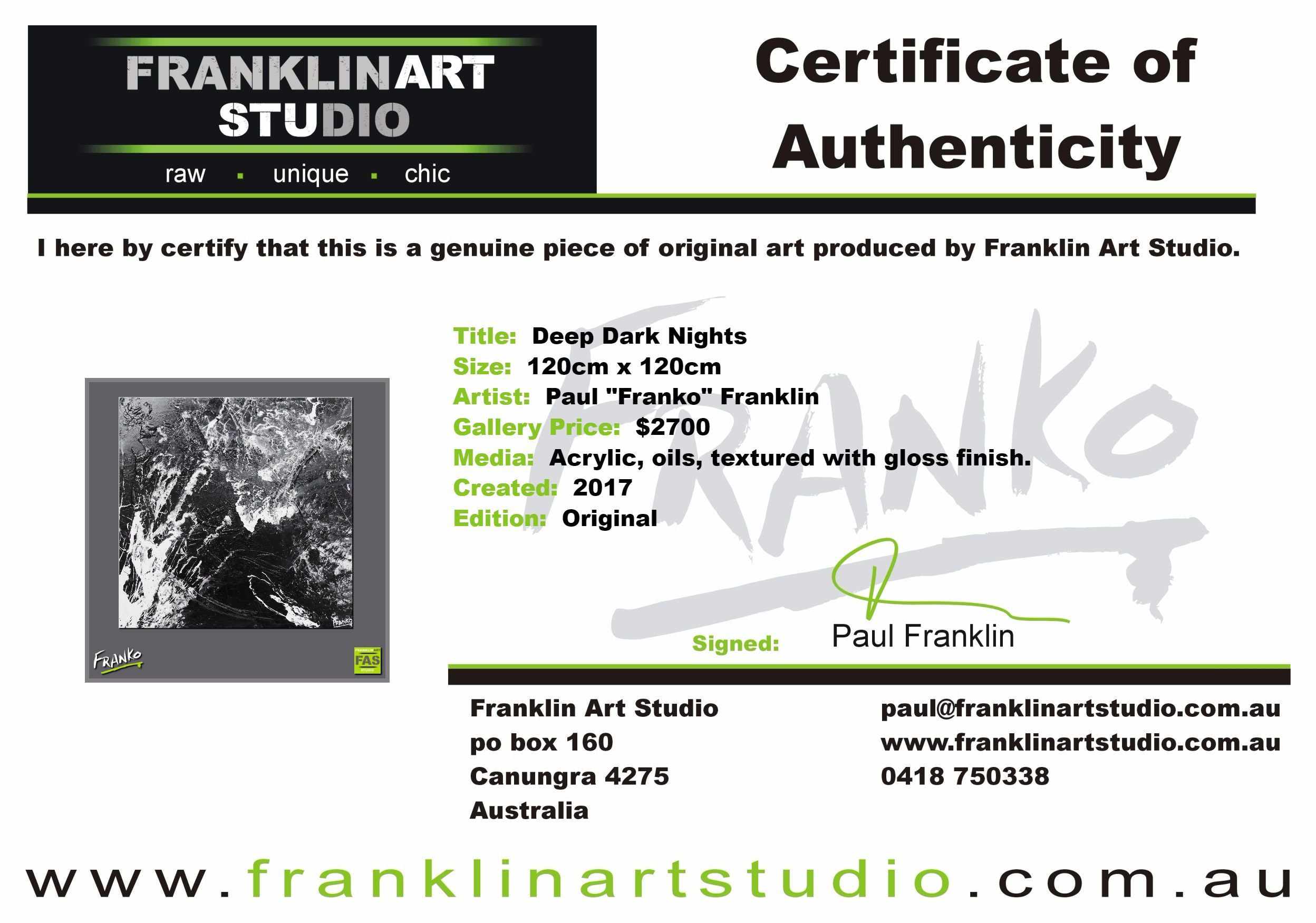 Deep Dark Nights 120cm x 120cm Black Abstract Painting (SOLD)-abstract-Franko-[franko_art]-[beautiful_Art]-[The_Block]-Franklin Art Studio