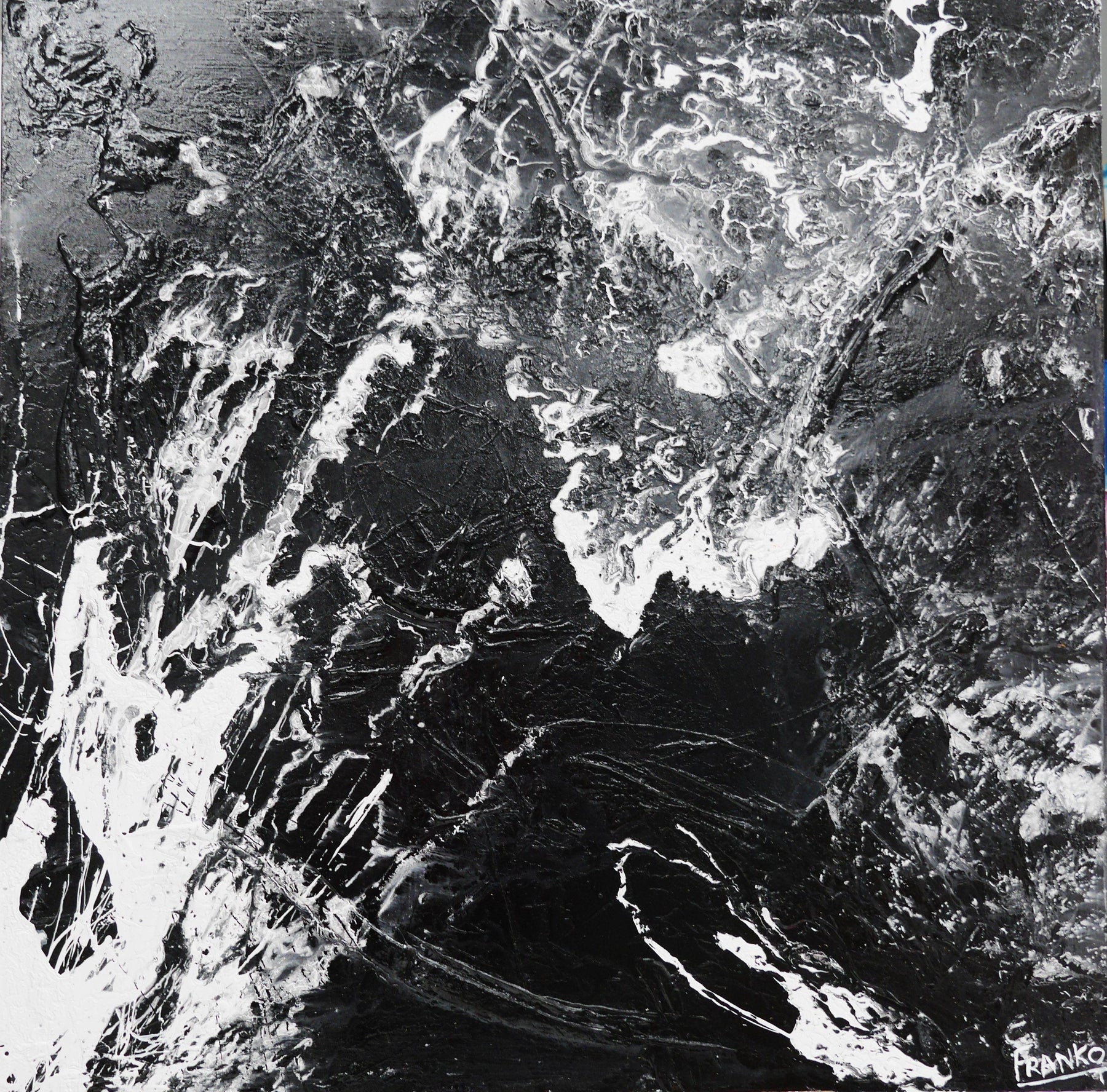 Deep Dark Nights 120cm x 120cm Black Abstract Painting (SOLD)-abstract-[Franko ]-[Gallery]-[popular]-[Australia]-Franklin Art Studio