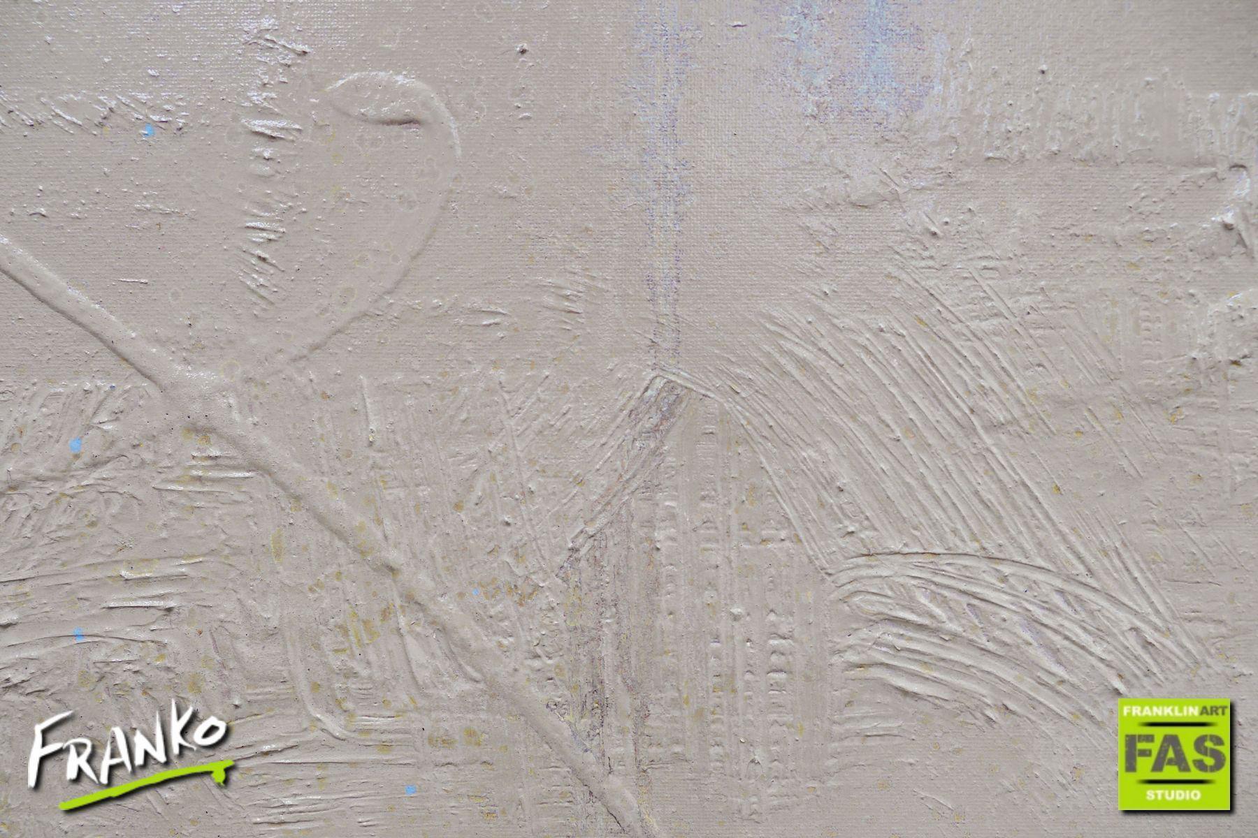Deep Landscape 140cm x 100cm Creme Blue Abstract Painting (SOLD)