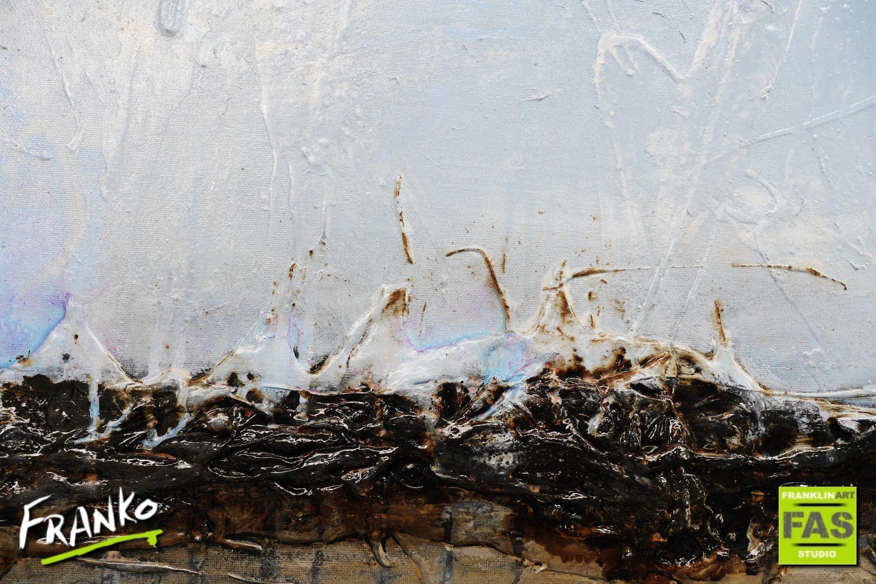 Deep Landscape 140cm x 100cm Creme Blue Abstract Painting (SOLD)