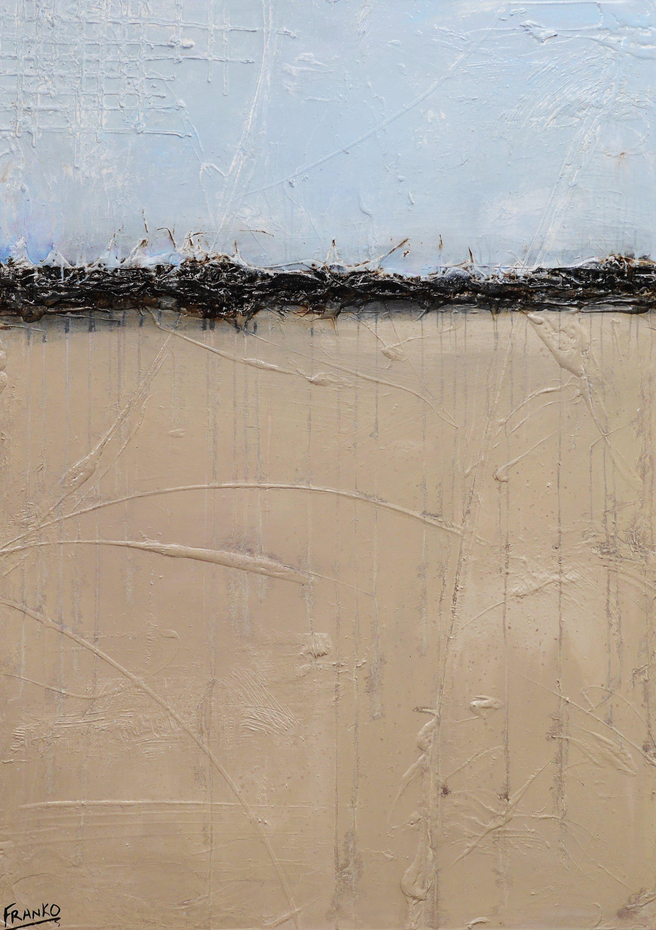 Deep Landscape 140cm x 100cm Creme Blue Abstract Painting (SOLD)-Abstract-[Franko ]-[Gallery]-[popular]-[Australia]-Franklin Art Studio