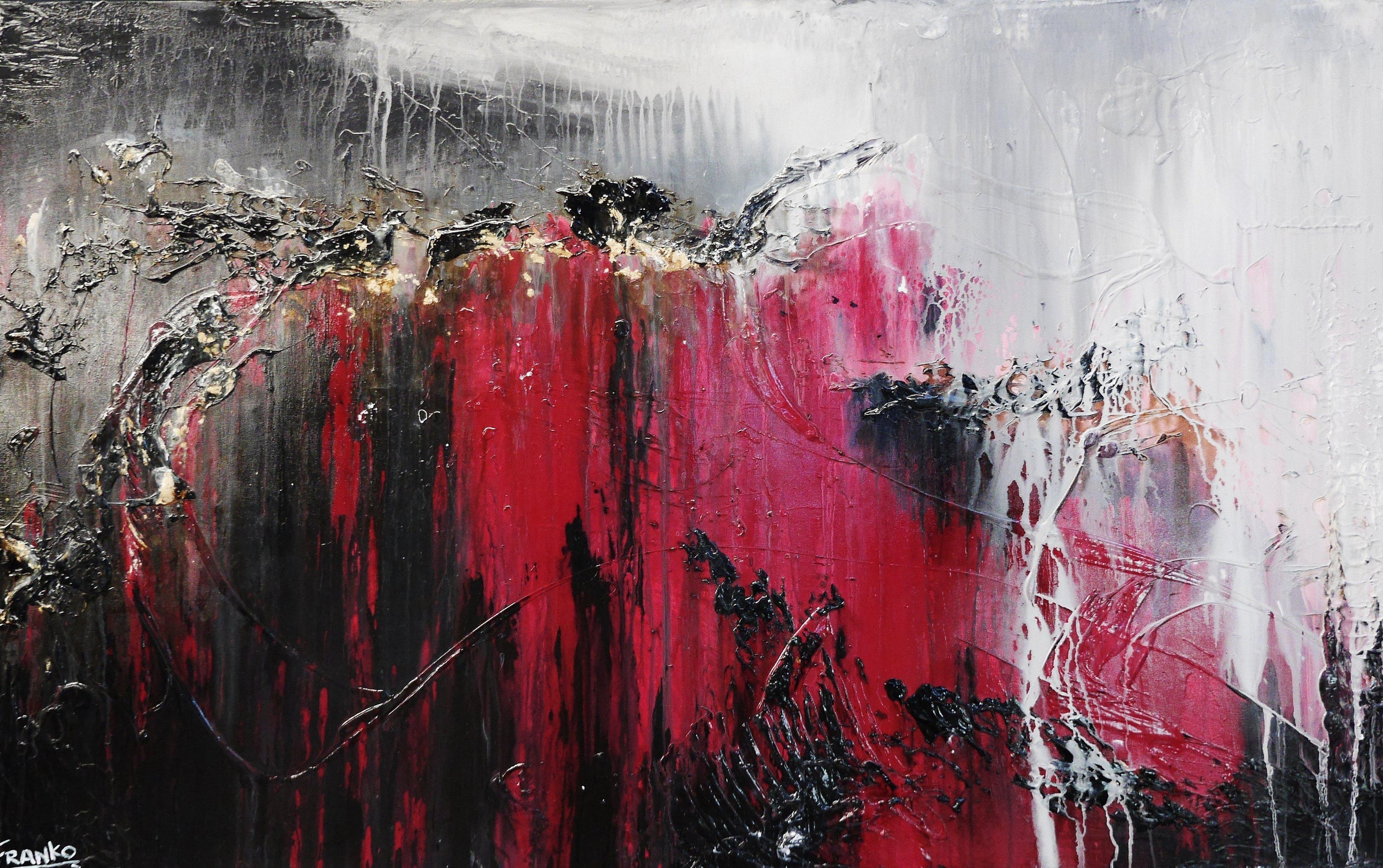 Deep Rose 160cm x 100cm Pink Black White Grey Abstract Painting (SOLD)