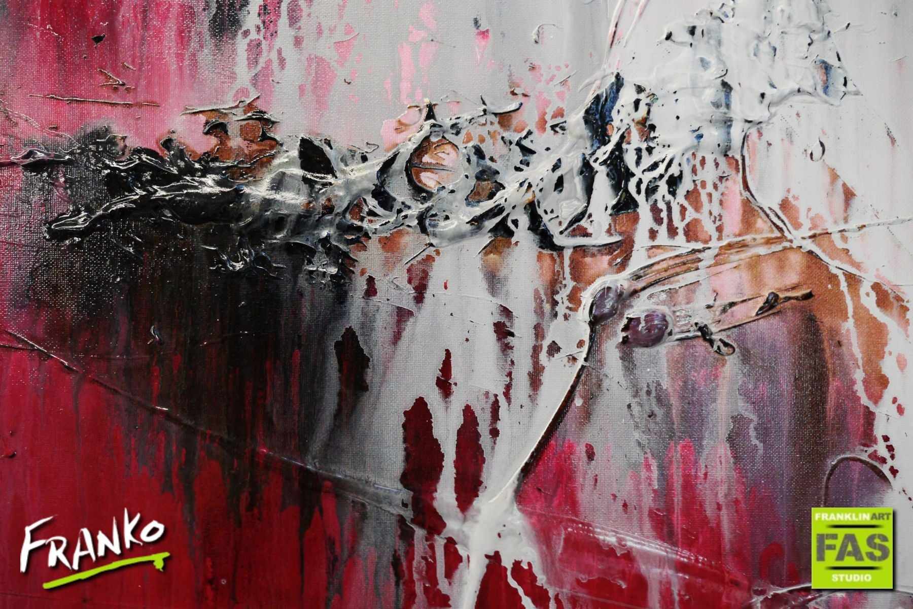 Deep Rose 160cm x 100cm Pink Black White Grey Abstract Painting (SOLD)