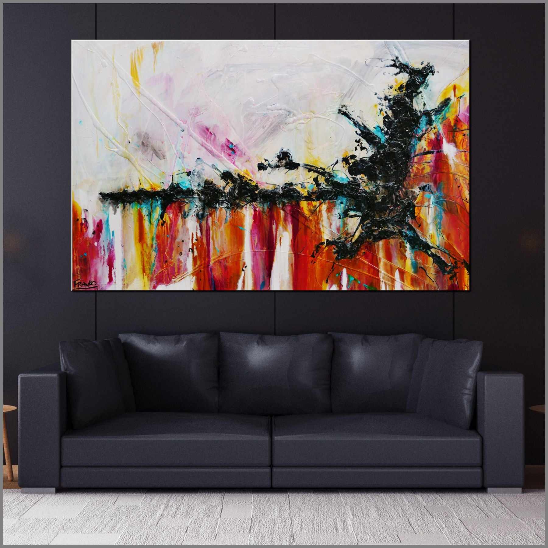 Deep Sienna Rush 160cm x 100cm White Sienna Textured Abstract Painting (SOLD)-Abstract-Franko-[Franko]-[huge_art]-[Australia]-Franklin Art Studio
