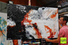 Deep Slate and Rust 160cm x 100cm White Black Rust Textured Abstract Painting (SOLD)-Abstract-Franko-[franko_artist]-[Art]-[interior_design]-Franklin Art Studio