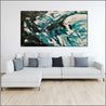 Deep Southern 190cm x 100cm Teal Black Textured Abstract Painting (SOLD)-Abstract-Franko-[huge]-[Australian]-[best Selling]-Franklin Art Studio