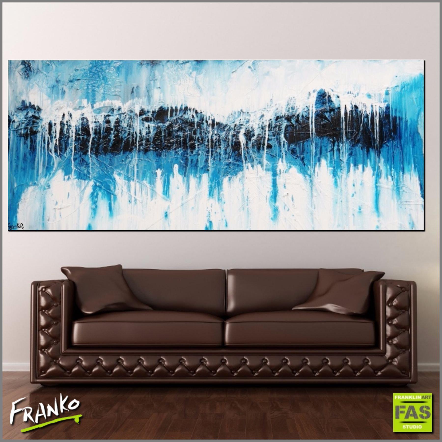Denim Beauty 240cm x 100cm Blue Abstract Painting (SOLD)-abstract-Franko-[Franko]-[huge_art]-[Australia]-Franklin Art Studio