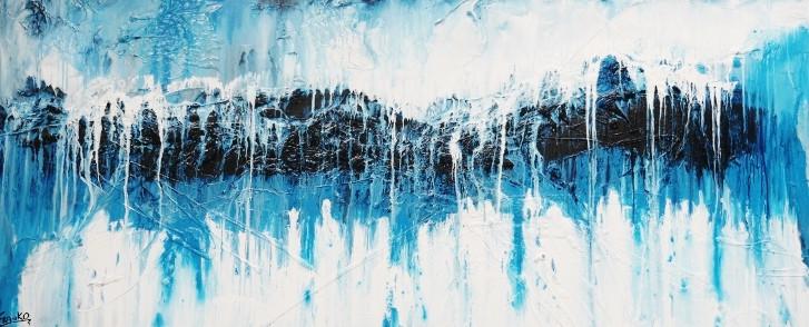 Denim Beauty 240cm x 100cm Blue Abstract Painting (SOLD)-abstract-Franko-[Franko]-[Australia_Art]-[Art_Lovers_Australia]-Franklin Art Studio