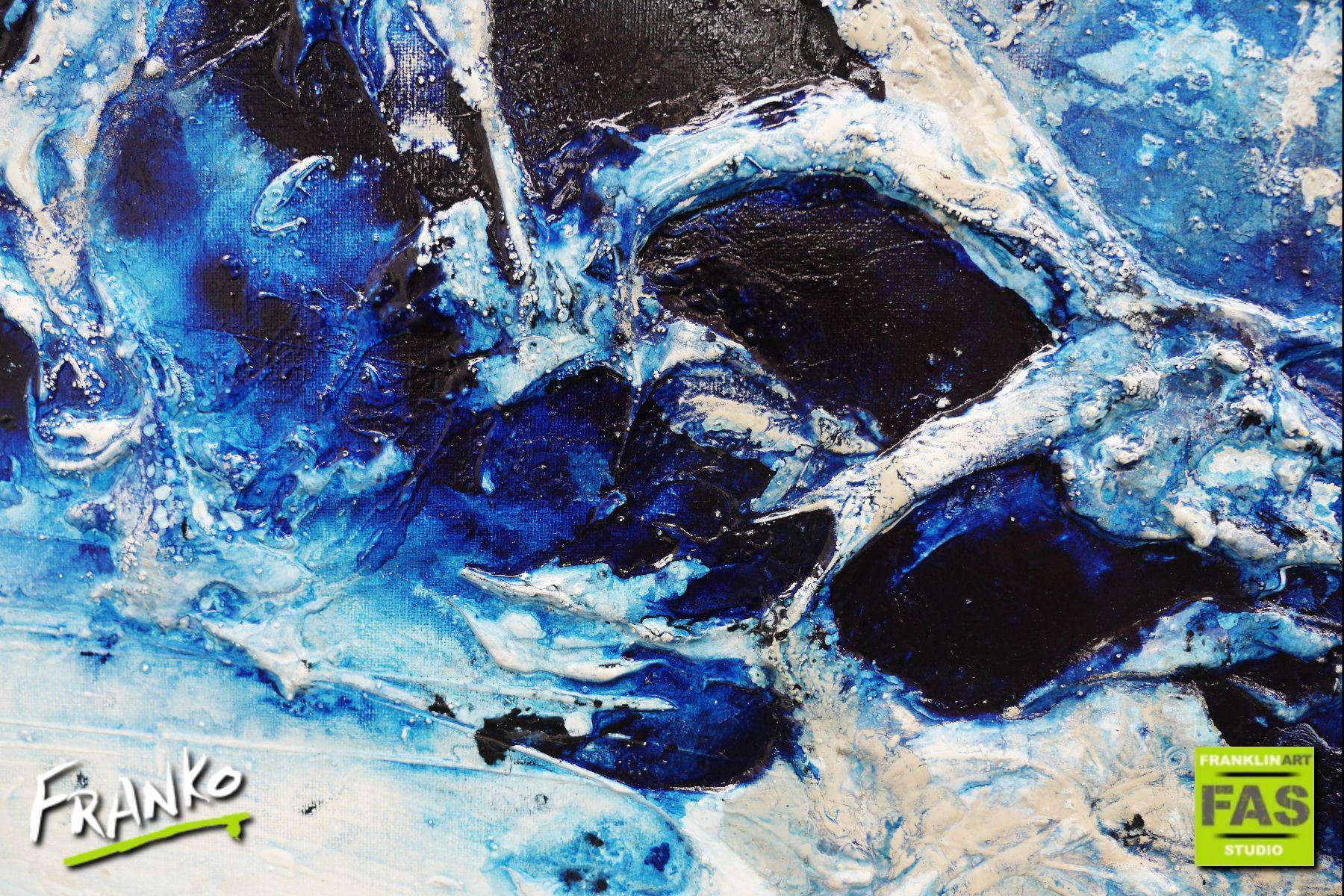 Desert Pools 190cm x 100cm Huge Blue White Abstract Painting (SOLD)