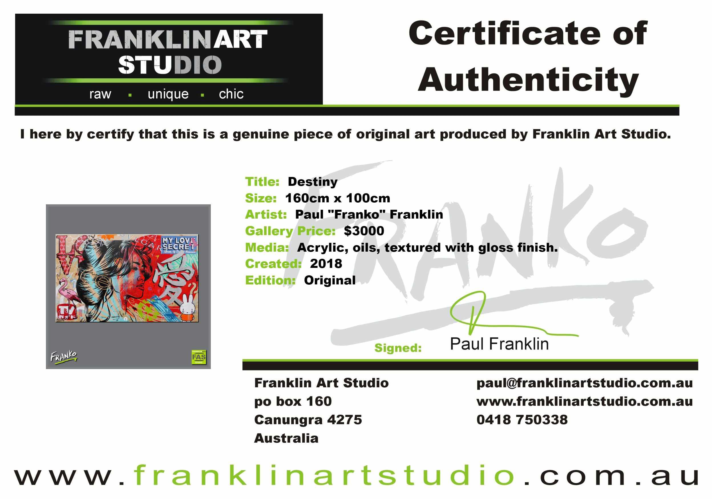 Destiny 160cm x 100cm Geisha Textured Urban Pop Art Painting (SOLD)-urban pop-Franko-[franko_artist]-[Art]-[interior_design]-Franklin Art Studio