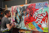 Destiny 160cm x 100cm Geisha Textured Urban Pop Art Painting (SOLD)-urban pop-Franko-[franko_art]-[beautiful_Art]-[The_Block]-Franklin Art Studio