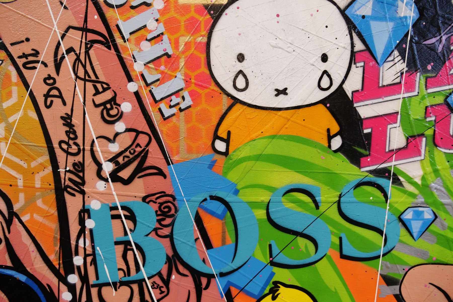 Diamond Rosie 160cm x 100cm Rosie The Riveter Textured Urban Pop Art Painting (SOLD)-Urban Pop Art-[Franko]-[Artist]-[Australia]-[Painting]-Franklin Art Studio