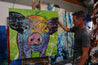 Don Junior 100cm x 100cm Pig Textured Abstract Realism Painting (SOLD)-abstract realism-Franko-[franko_artist]-[Art]-[interior_design]-Franklin Art Studio