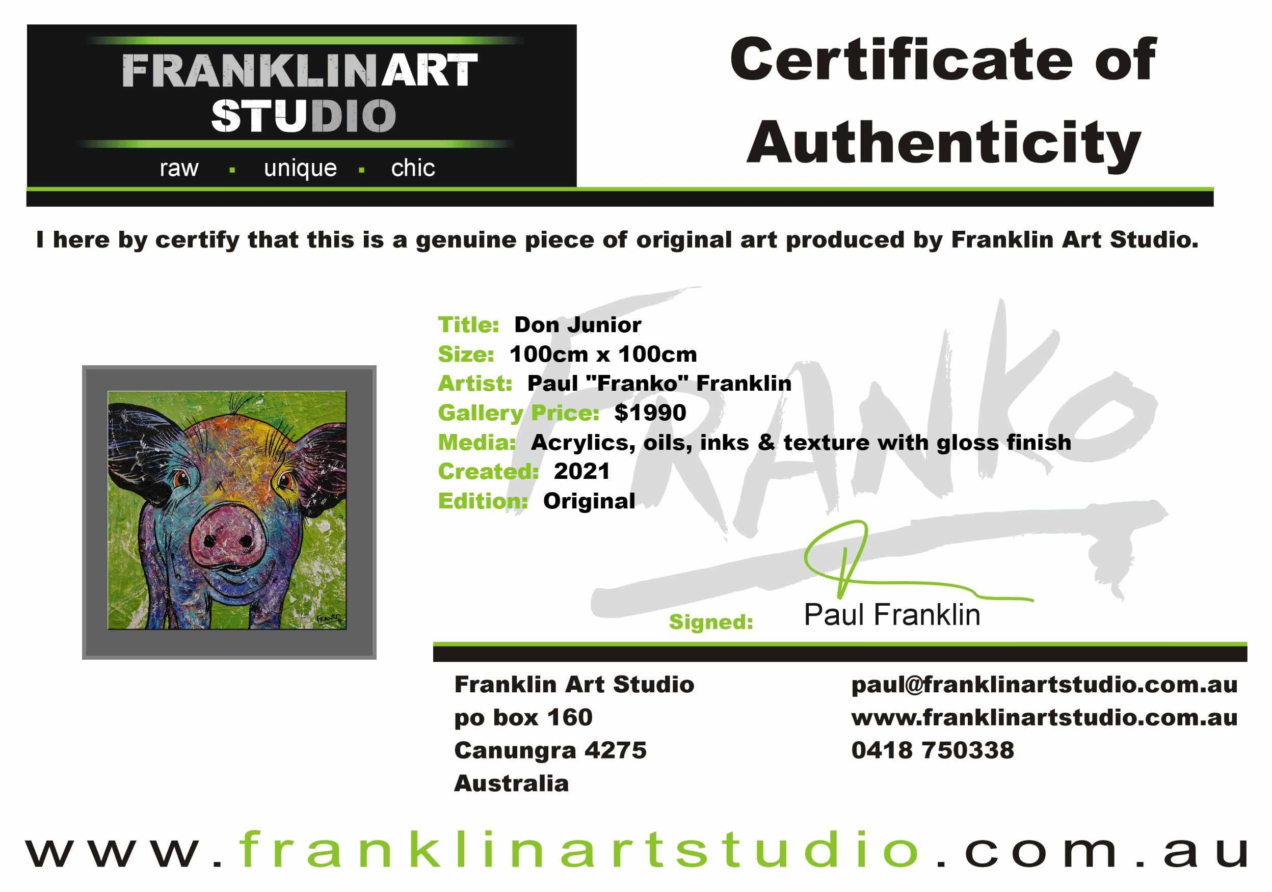 Don Junior 100cm x 100cm Pig Textured Abstract Realism Painting (SOLD)-abstract realism-Franko-[franko_art]-[beautiful_Art]-[The_Block]-Franklin Art Studio