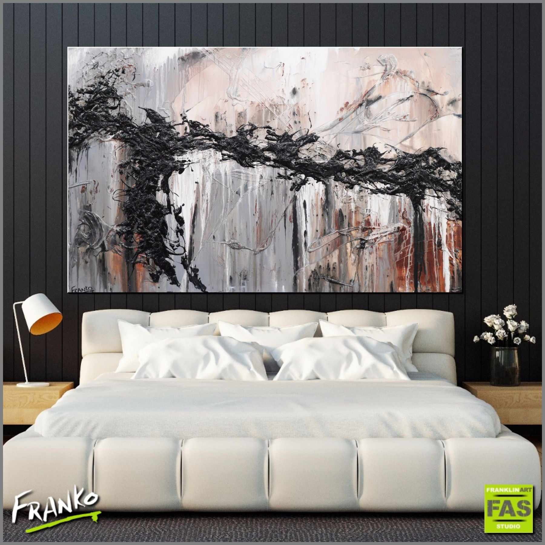 Dream Vision 160cm x 100cm Grey Abstract Painting (SOLD)-abstract-Franko-[Franko]-[huge_art]-[Australia]-Franklin Art Studio