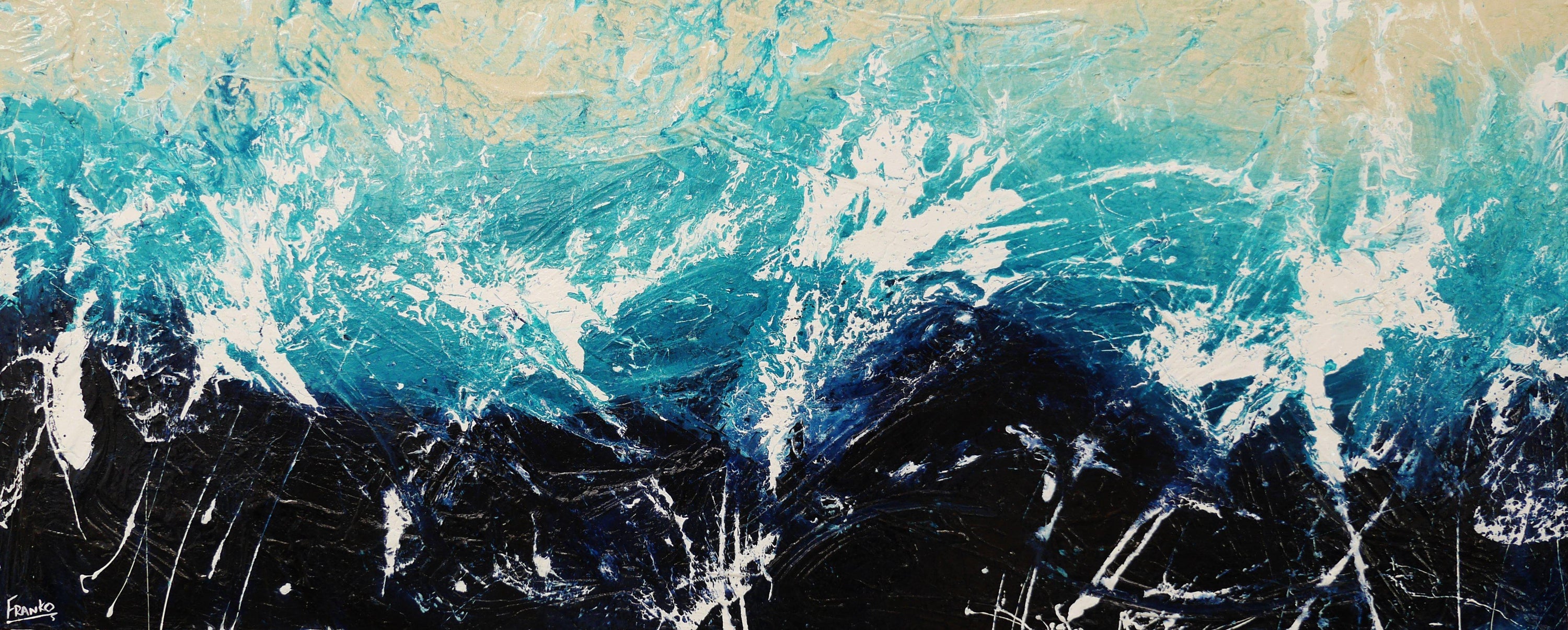 Drift 240cm x 100cm Blue White Cream Textured Abstract Painting (SOLD)-Abstract-Franko-[Franko]-[Australia_Art]-[Art_Lovers_Australia]-Franklin Art Studio