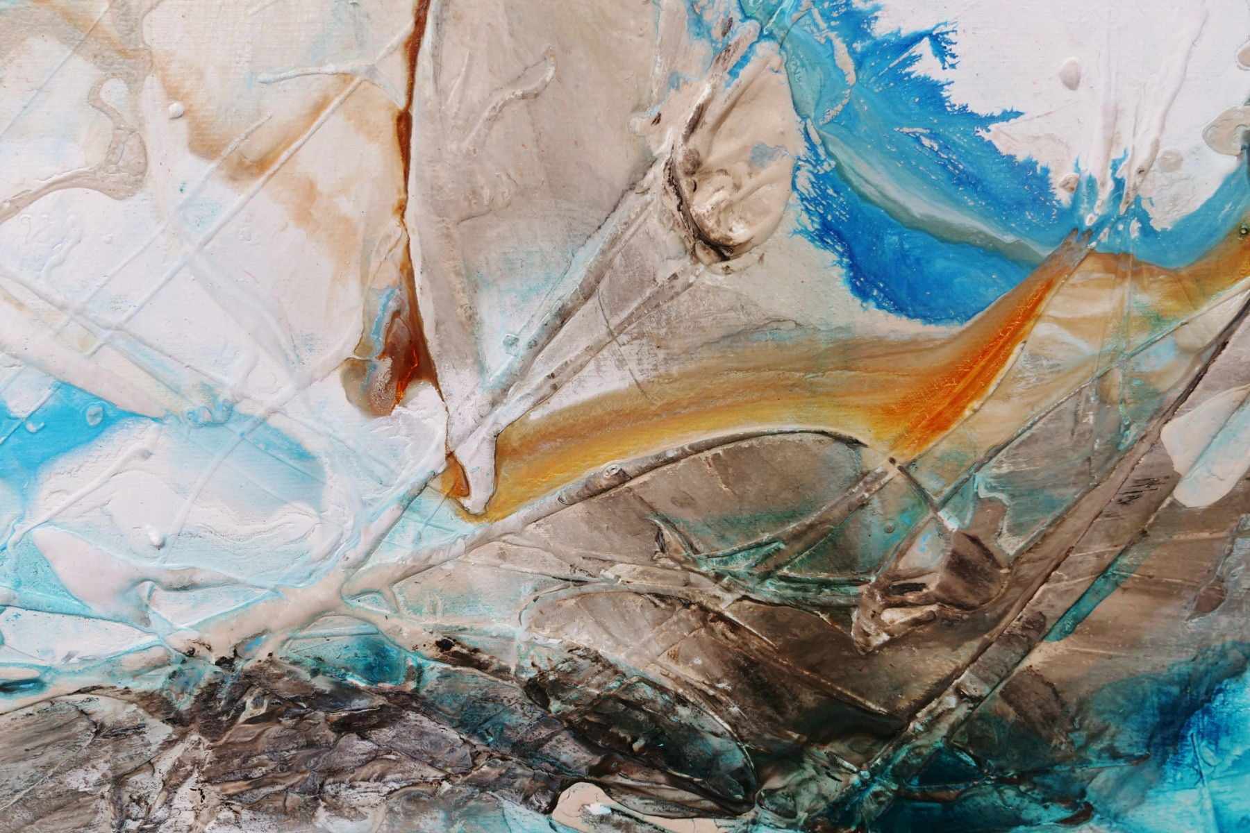Drifting Grace 250cm x 150cm Blue White Textured Abstract Painting (SOLD)