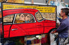 Drive By Romance 180cm x 100cm Porsche Comic Book Pages Urban Pop Art Painting With Custom Etched Frame (SOLD)-book club-Franko-[franko_art]-[beautiful_Art]-[The_Block]-Franklin Art Studio