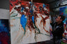 Dual Blue Atol 150cm x 150cm Blue White Orange Textured Abstract Painting (SOLD)-Abstract-Franko-[franko_artist]-[Art]-[interior_design]-Franklin Art Studio