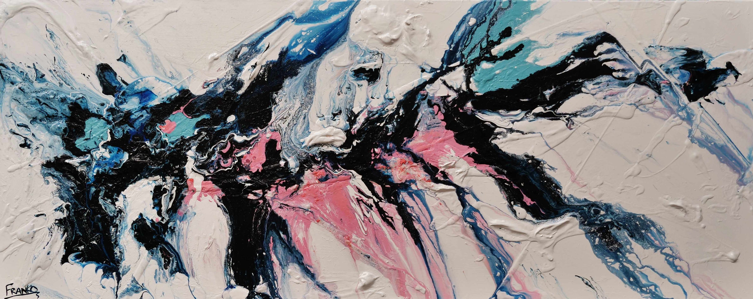 Dusty Midnight 200cm x 80cm White Pink Navy Textured Abstract Painting (SOLD)-Abstract-Franko-[Franko]-[Australia_Art]-[Art_Lovers_Australia]-Franklin Art Studio