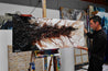 Earth 160cm x 60cm Blue Brown Textured Abstract Painting (SOLD)-Abstract-[Franko Artist]-[Gold Coast]-[Brisbane]-[Huge]-Franklin Art Studio