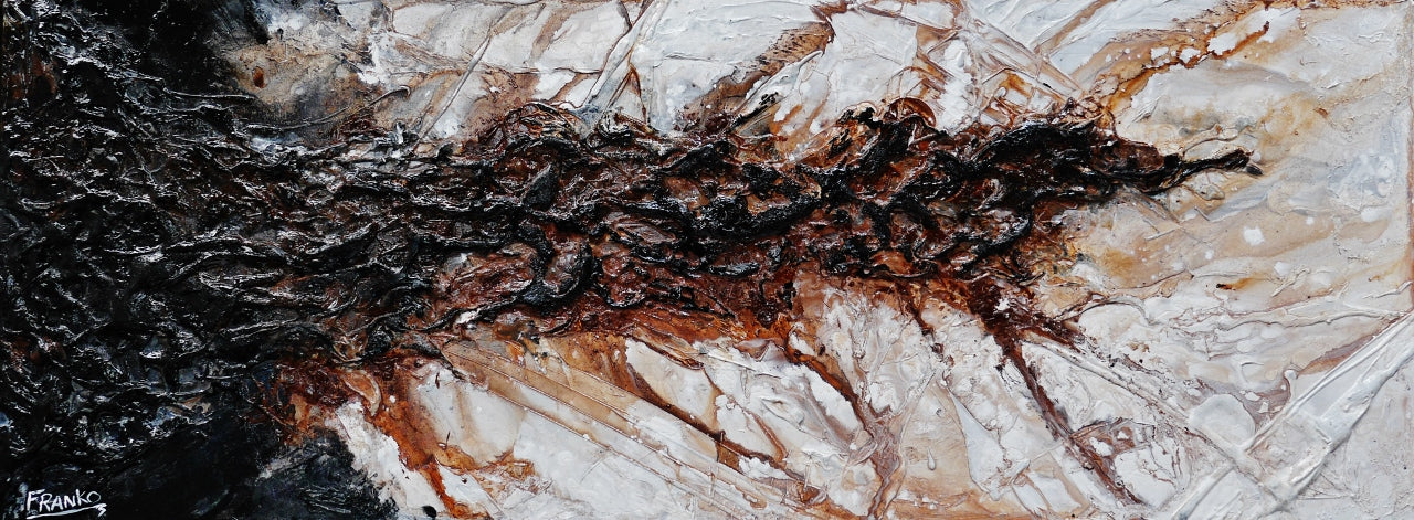 Earth 160cm x 60cm Blue Brown Textured Abstract Painting (SOLD)-Abstract-[Franko ]-[Gallery]-[popular]-[Australia]-Franklin Art Studio