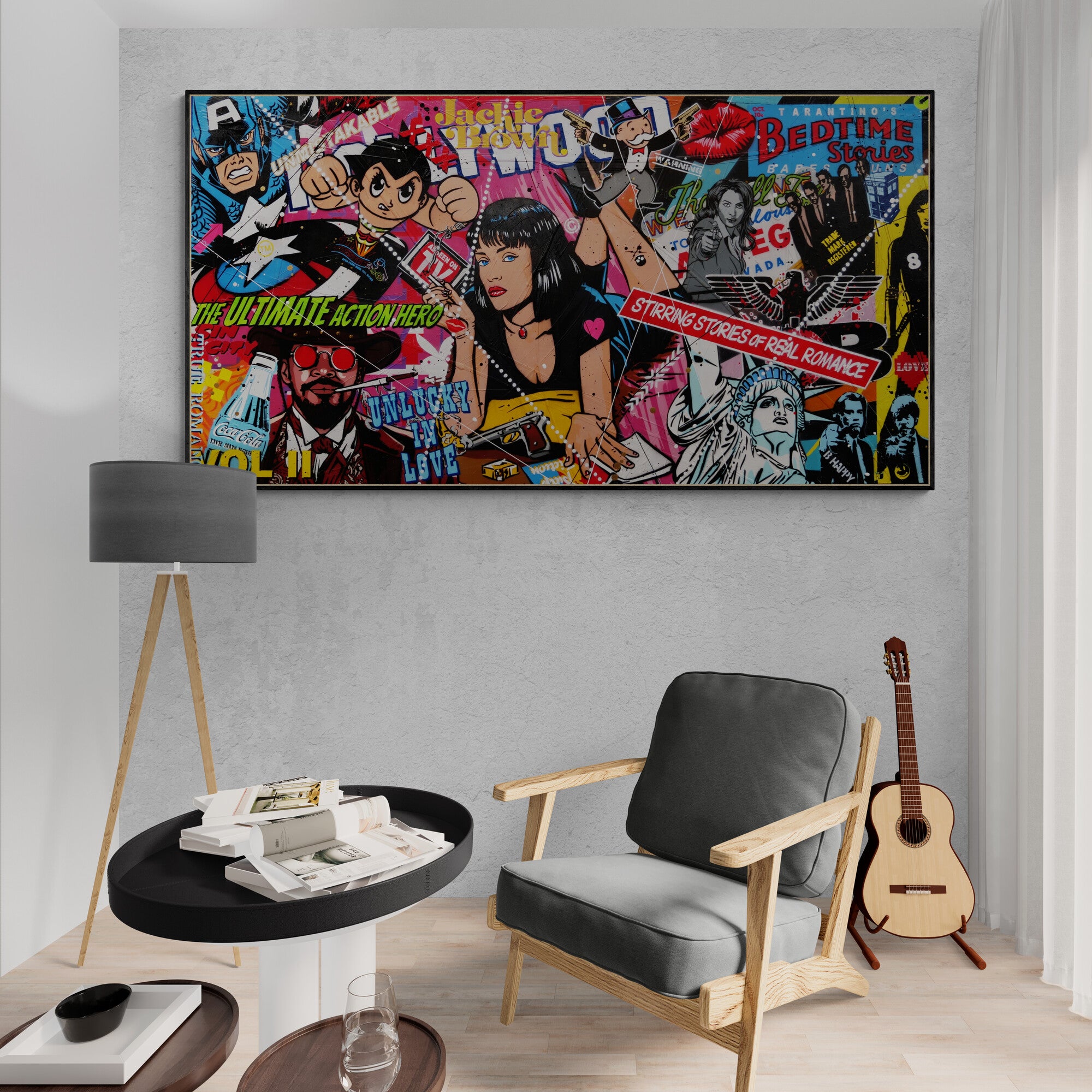 Tarantino Time 190cm x 100cm Django Pulp Fiction Textured Urban Pop Art Painting (SOLD)-Urban Pop Art-[Franko Artist]-[Cheryl]-[Wendy]-[Gabriela]-Franklin Art Studio