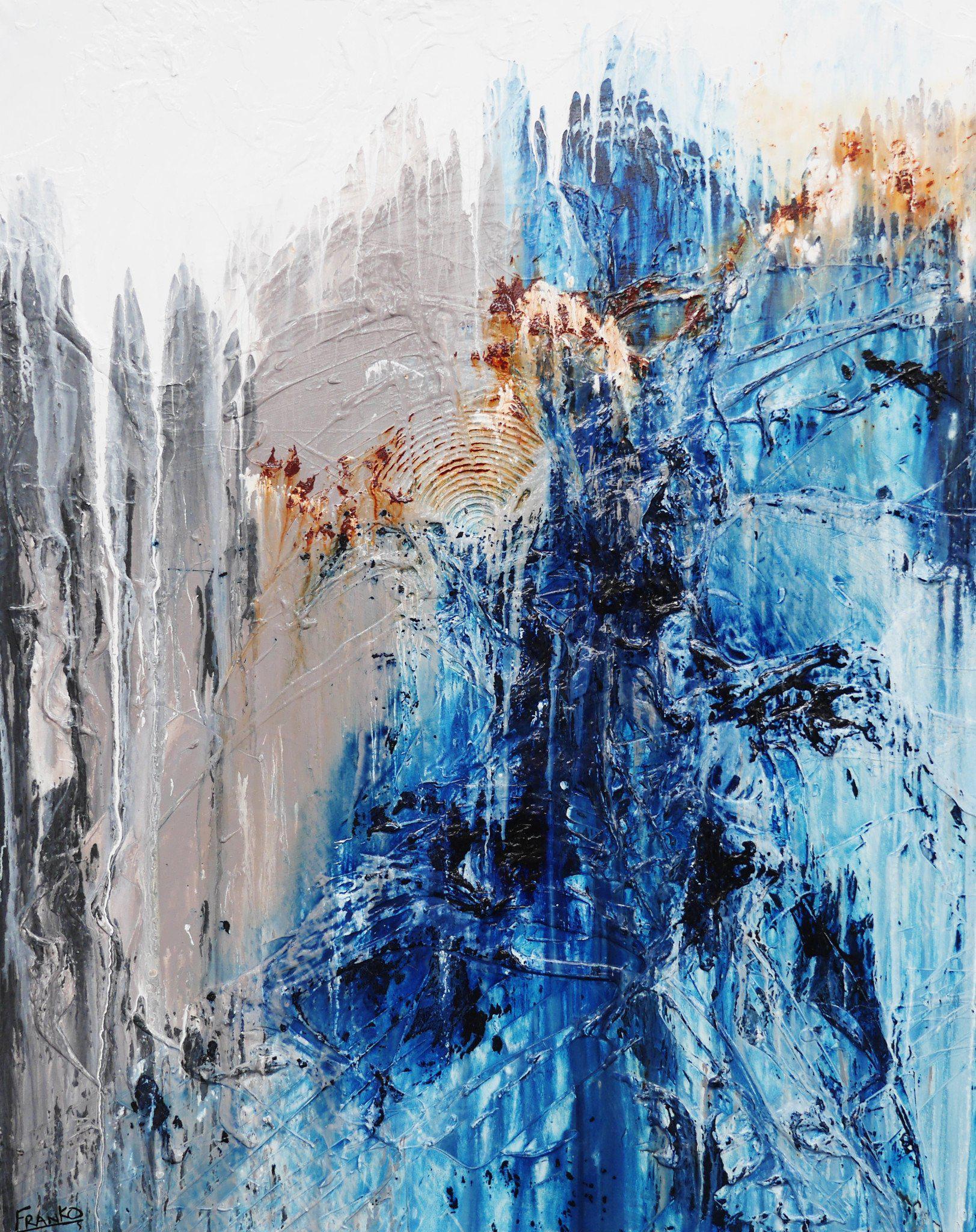 Everything Is Blue 120cm x 150cm Blue Abstract Painting (SOLD)-abstract-Franko-[Franko]-[Australia_Art]-[Art_Lovers_Australia]-Franklin Art Studio
