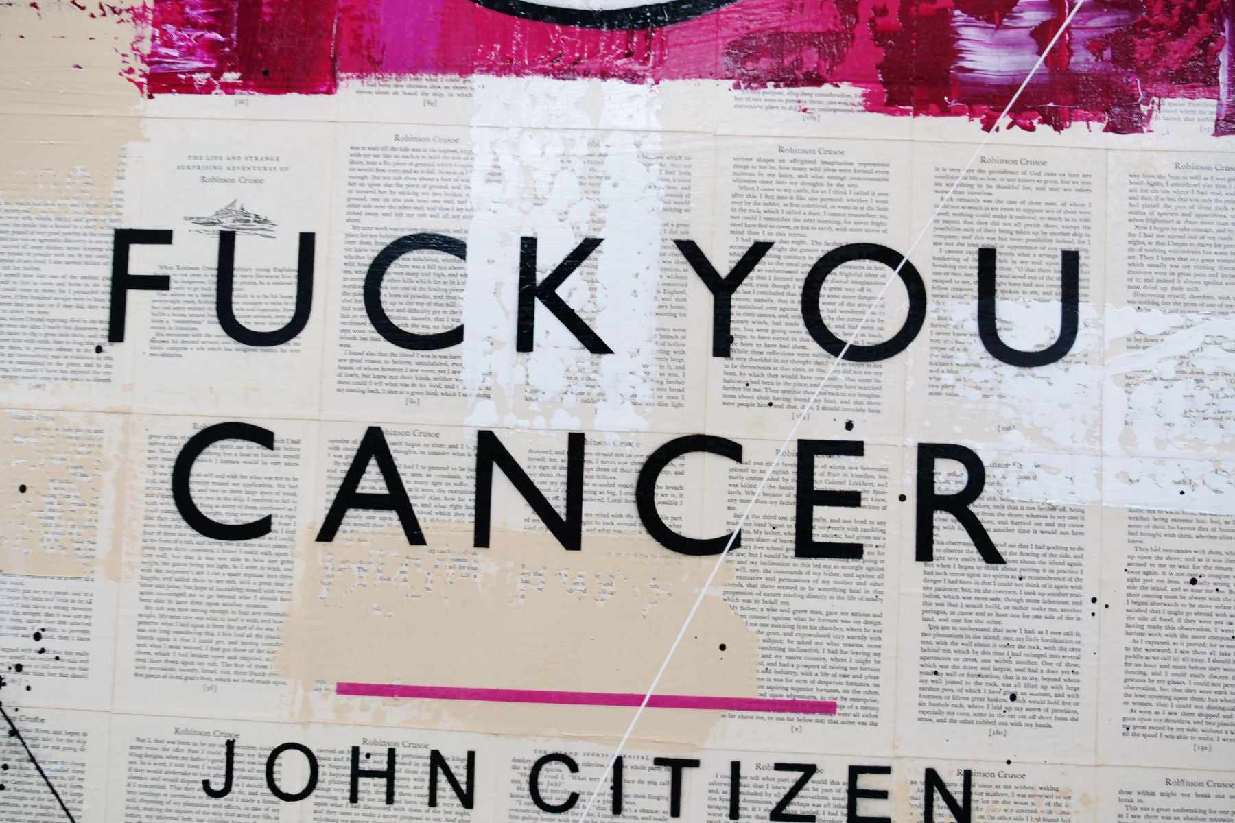 F.U. Cancer 120cm x 150cm Fuck You Cancer Urban Pop Book Club Painting