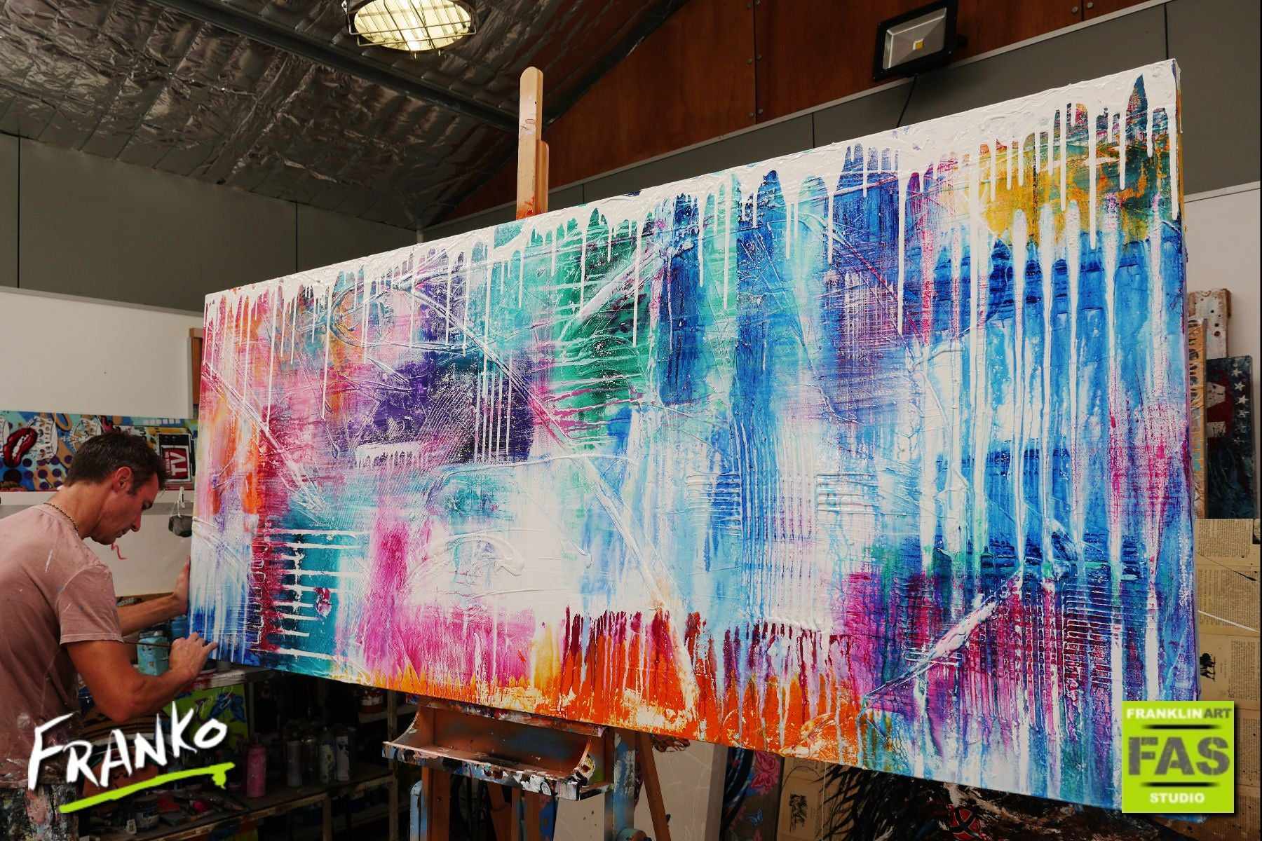 Factor 10 Grunge 240cm x 100cm Colourful Abstract Painting (SOLD)-Abstract-Franko-[franko_artist]-[Art]-[interior_design]-Franklin Art Studio