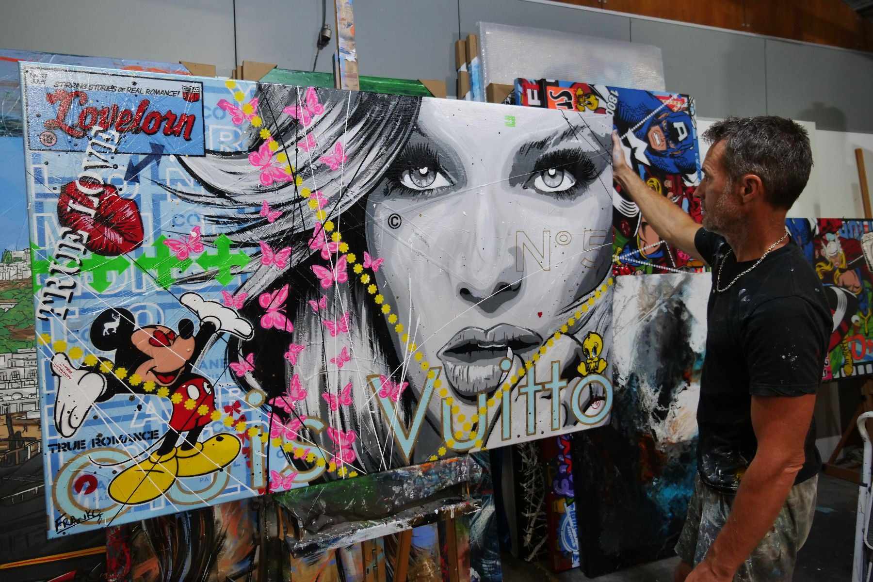 Fast Love 160cm x 100cm Sexy Woman Textured Urban Pop Art Painting (SOLD)-Urban Pop Art-Franko-[franko_artist]-[Art]-[interior_design]-Franklin Art Studio