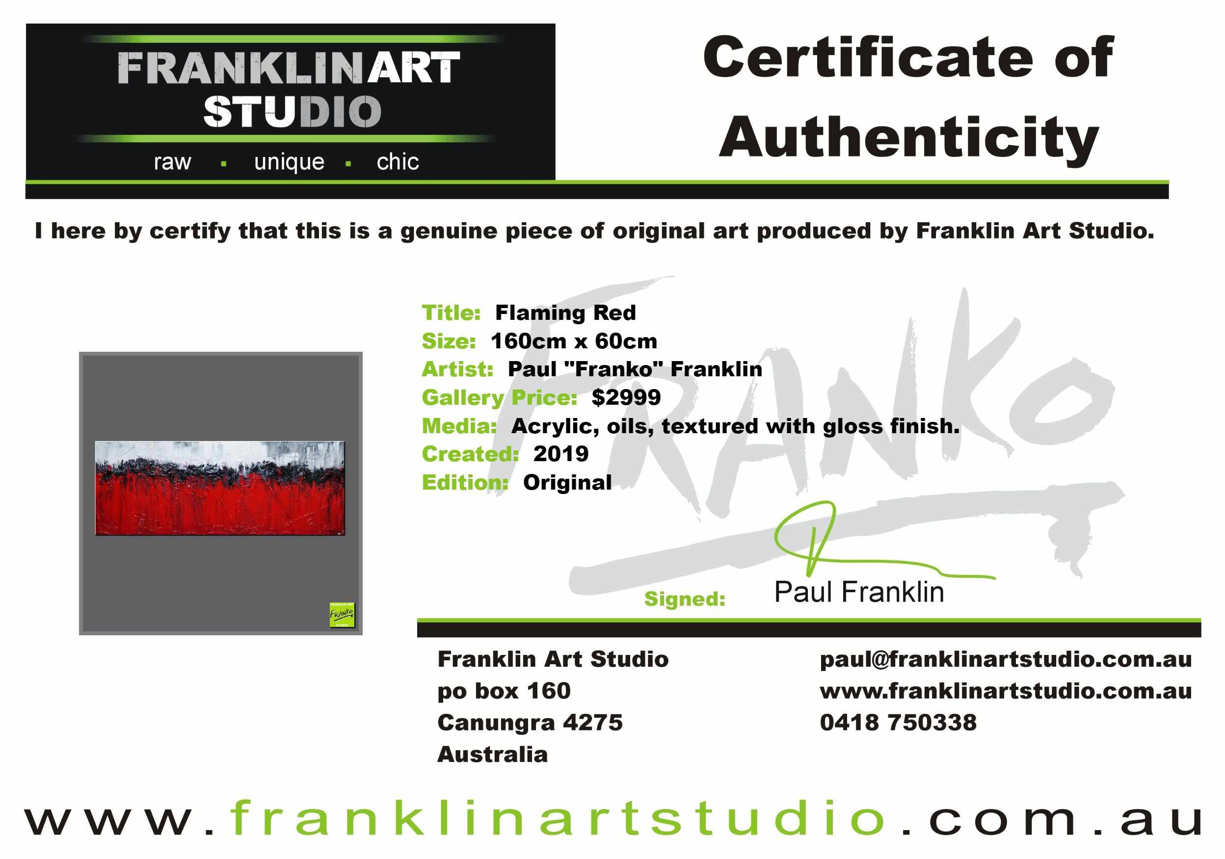 Flaming Red 160cm x 60cm White Red Black Textured Abstract Painting (SOLD)-Abstract-Franko-[franko_art]-[beautiful_Art]-[The_Block]-Franklin Art Studio